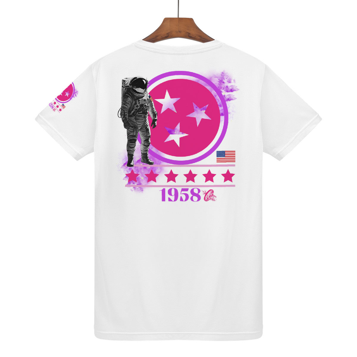 Women's (White) National Aeronautics Tee -W/Sleeve design