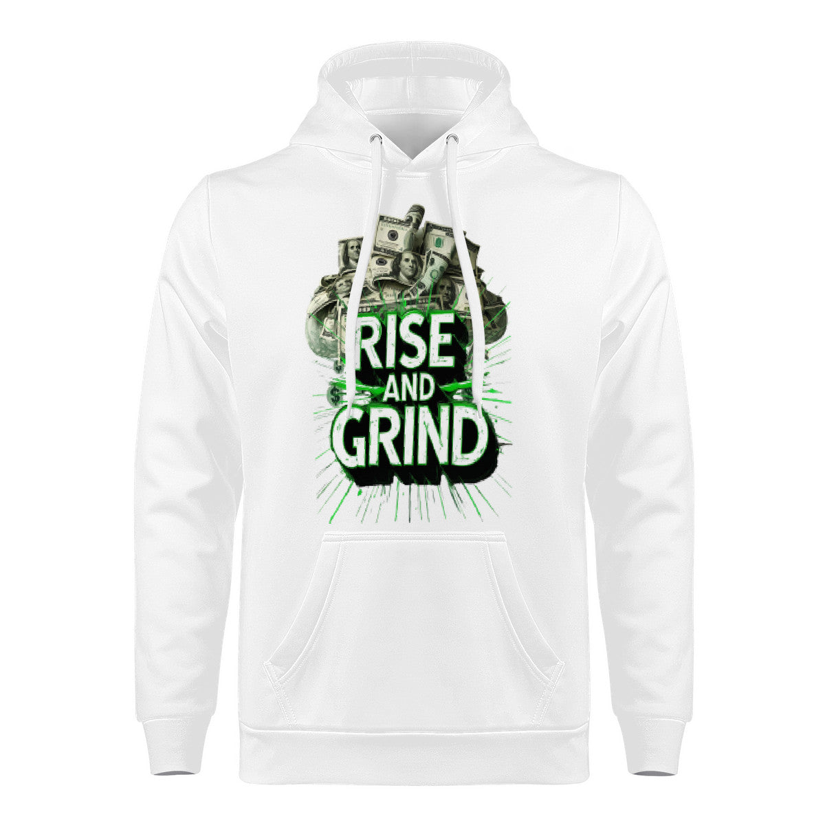 Rise & Grind Money Print Hoodie- White