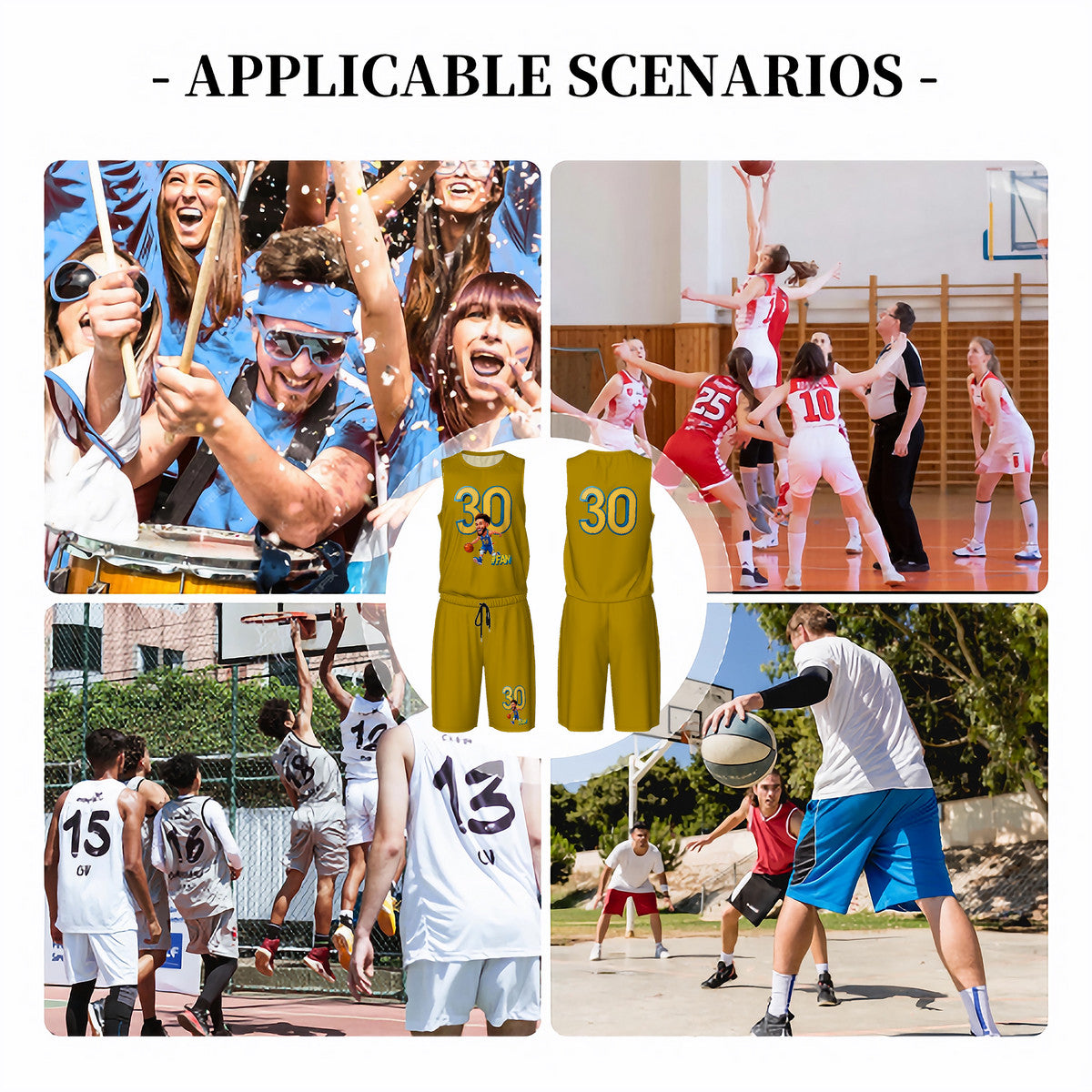 Men’s Basketball "I'm A Fan" Jersey Set -Yellow