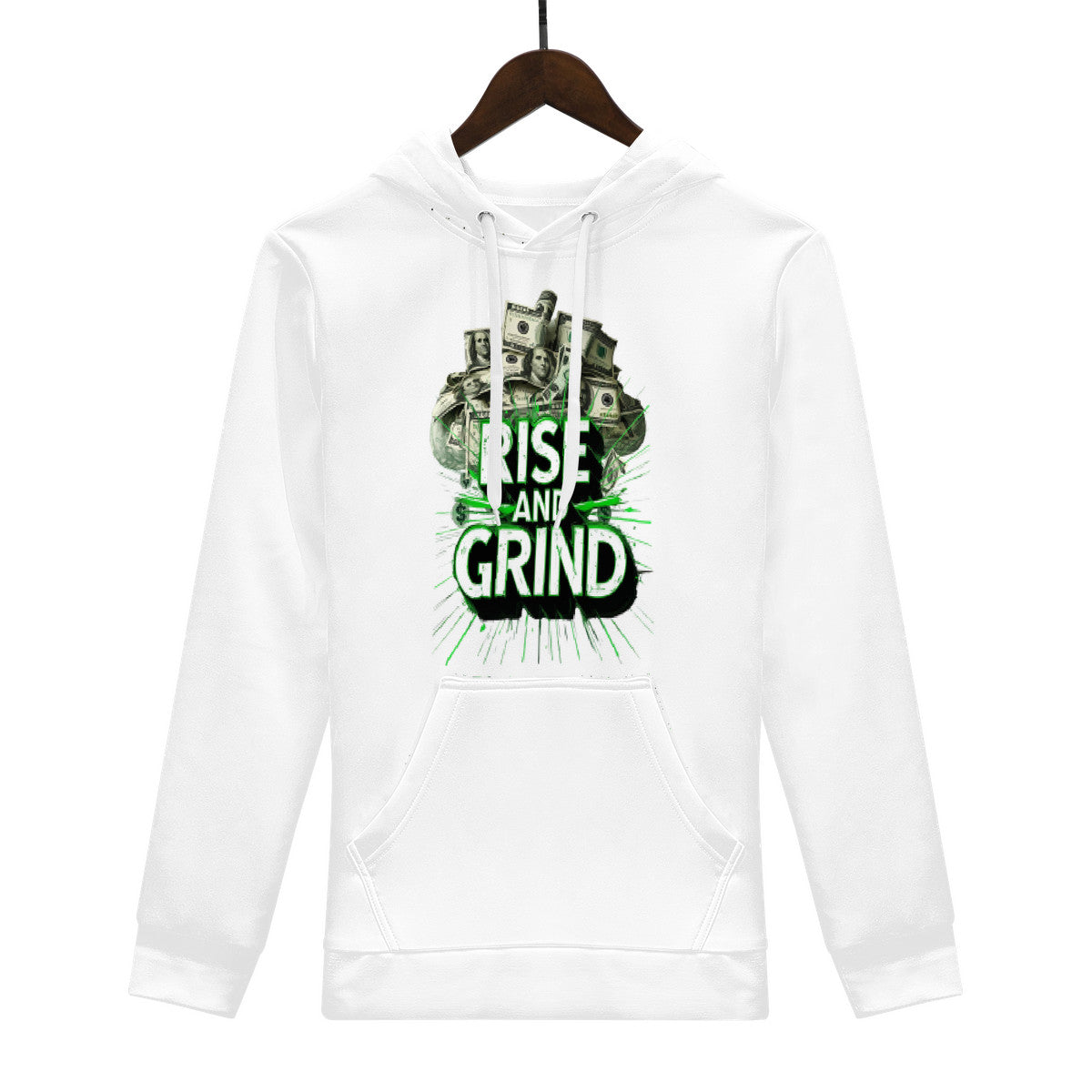 Rise & Grind Money Print Hoodie- White