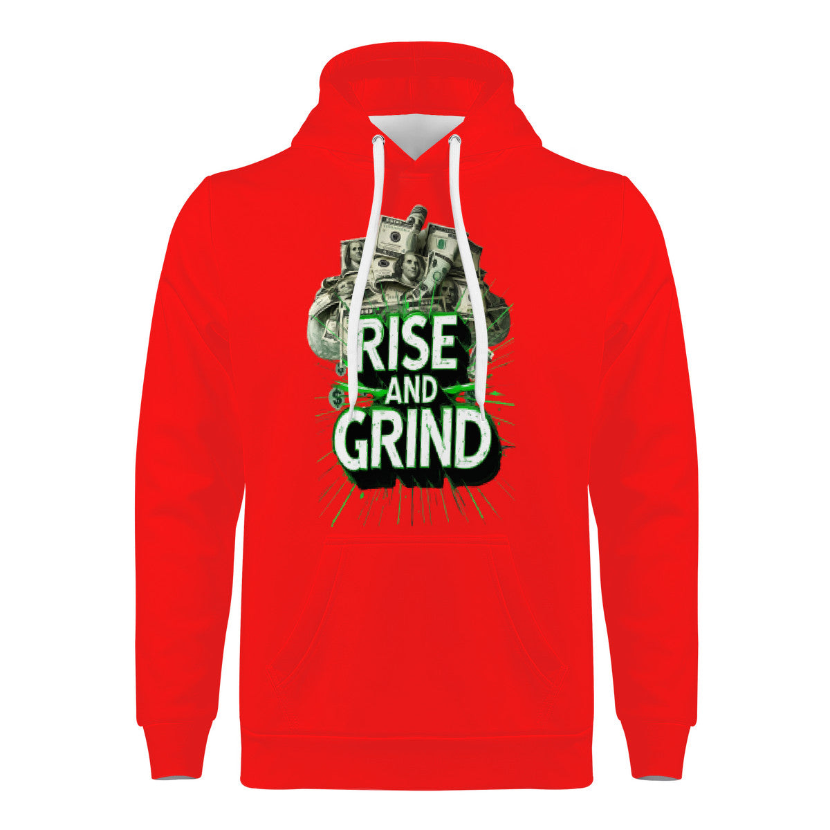 Rise & Grind Money Print Hoodie -Red