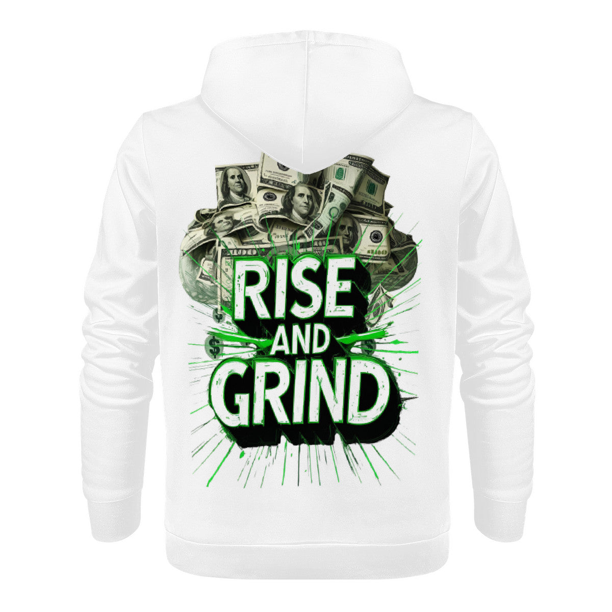 Rise & Grind Money Print Hoodie- White