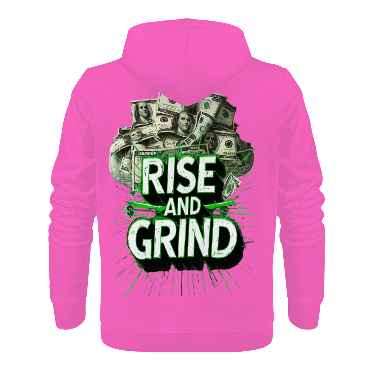 Rise & Grind Money Print Hoodie-Pink