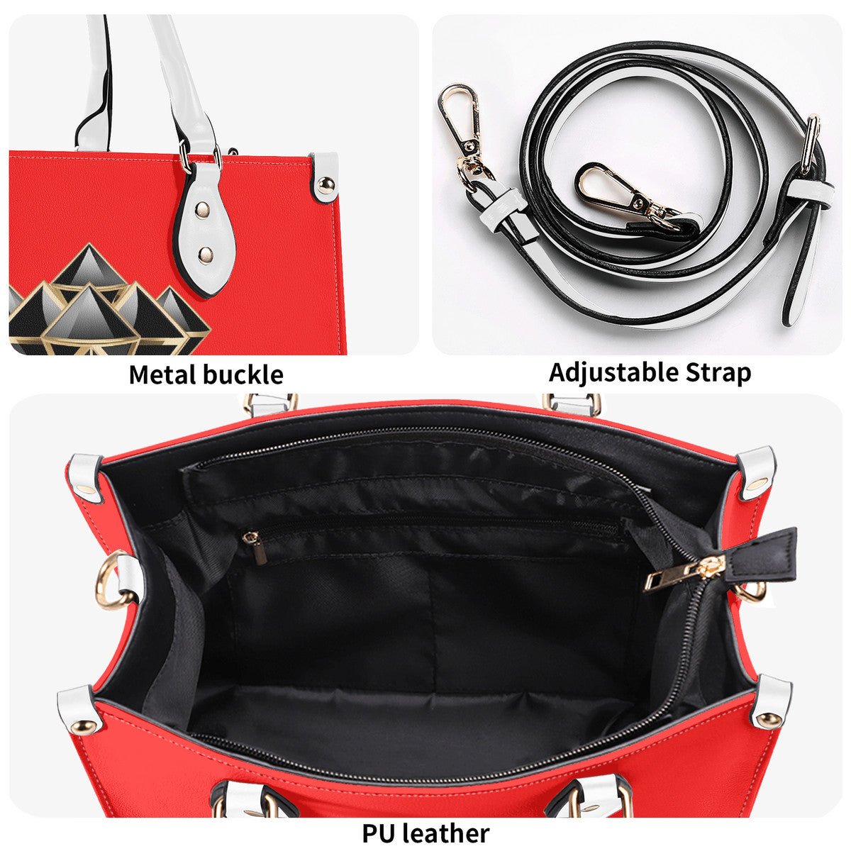 DonRucci Diamond Leather Handbag Red