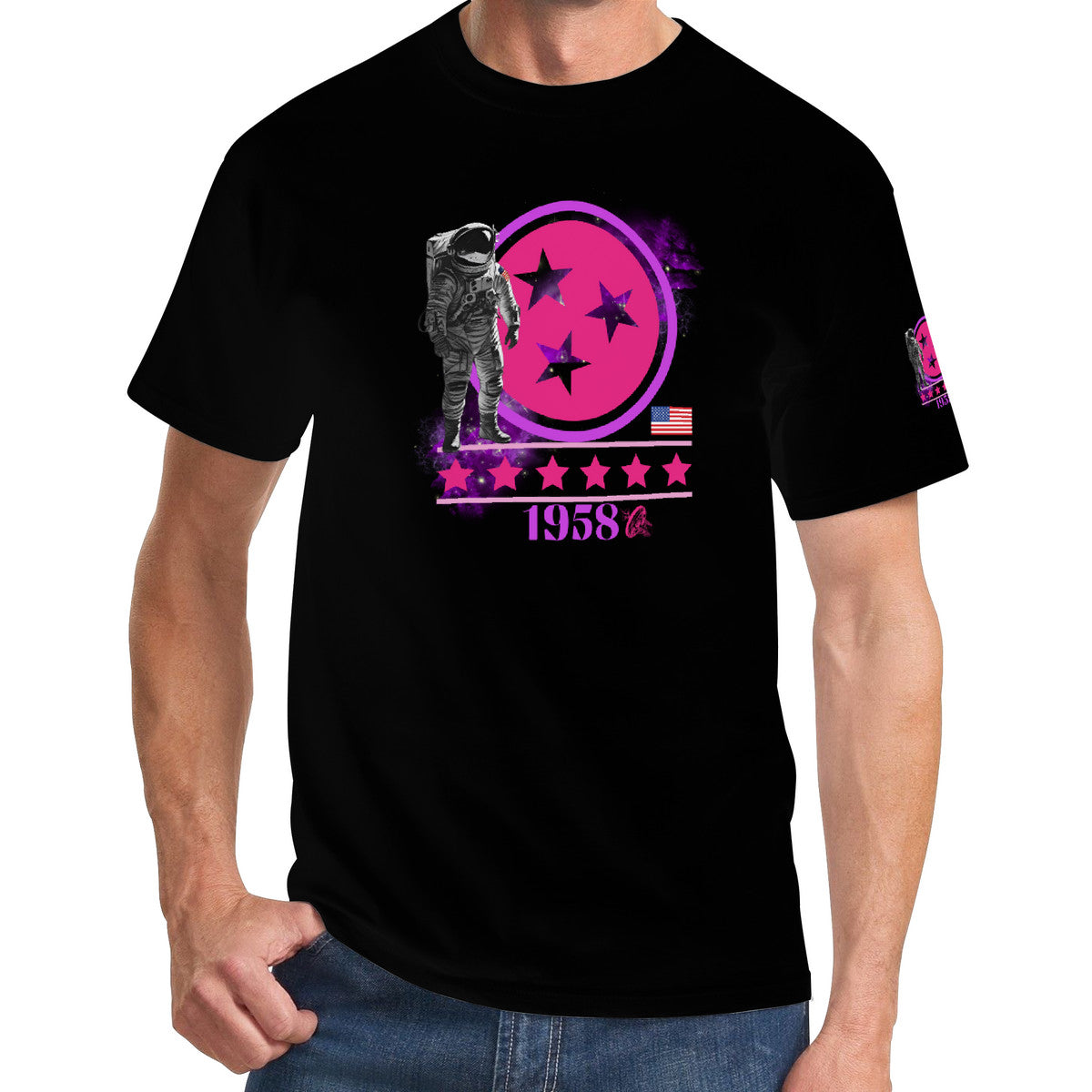 Women's (Black) National Aeronautics Tee -W/Sleeve design