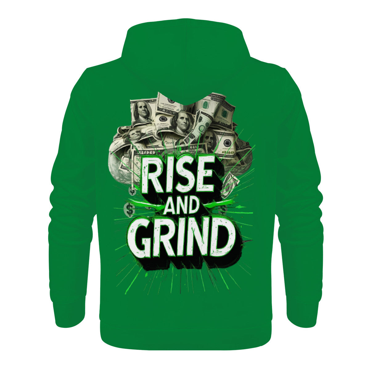 Rise & Grind Money Print Hoodie -Green