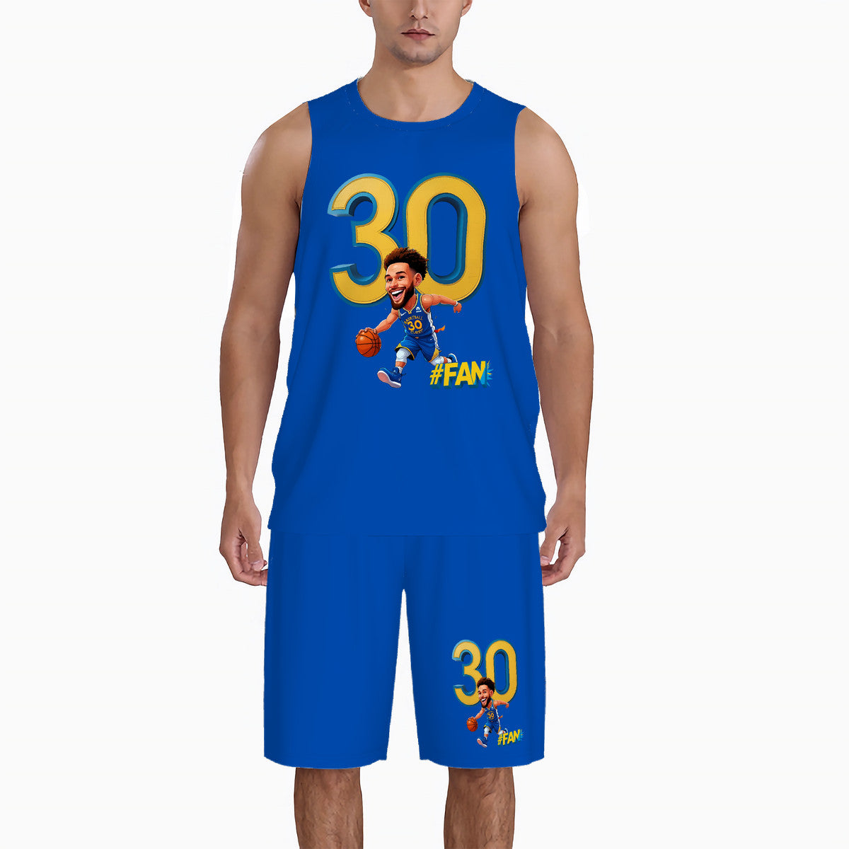 Men’s Basketball "I'm A Fan" Jersey Set -Blue