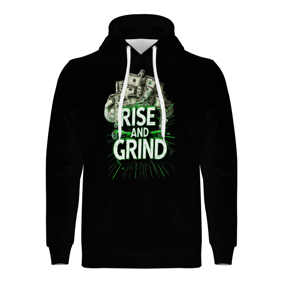Rise & Grind Money Print Hoodie Black