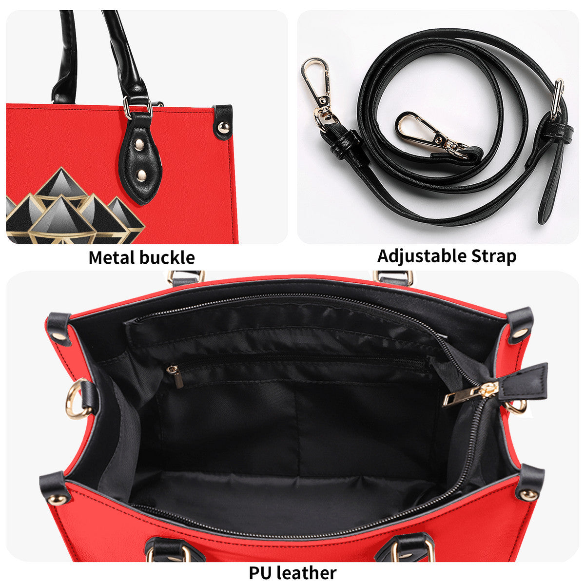DonRucci Diamond Leather Handbag Red