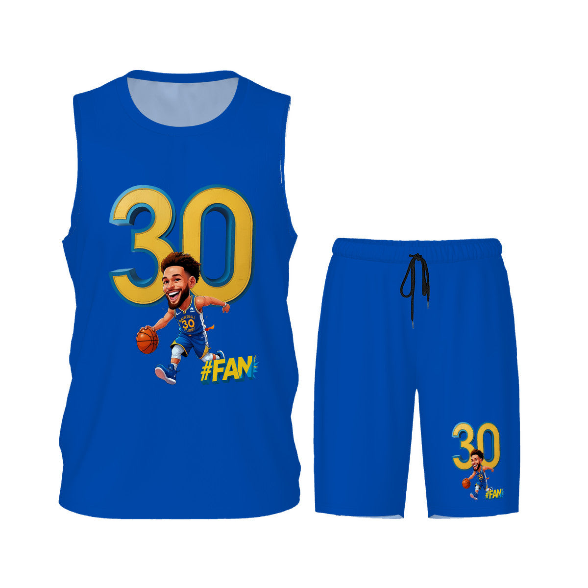 Men’s Basketball "I'm A Fan" Jersey Set -Blue