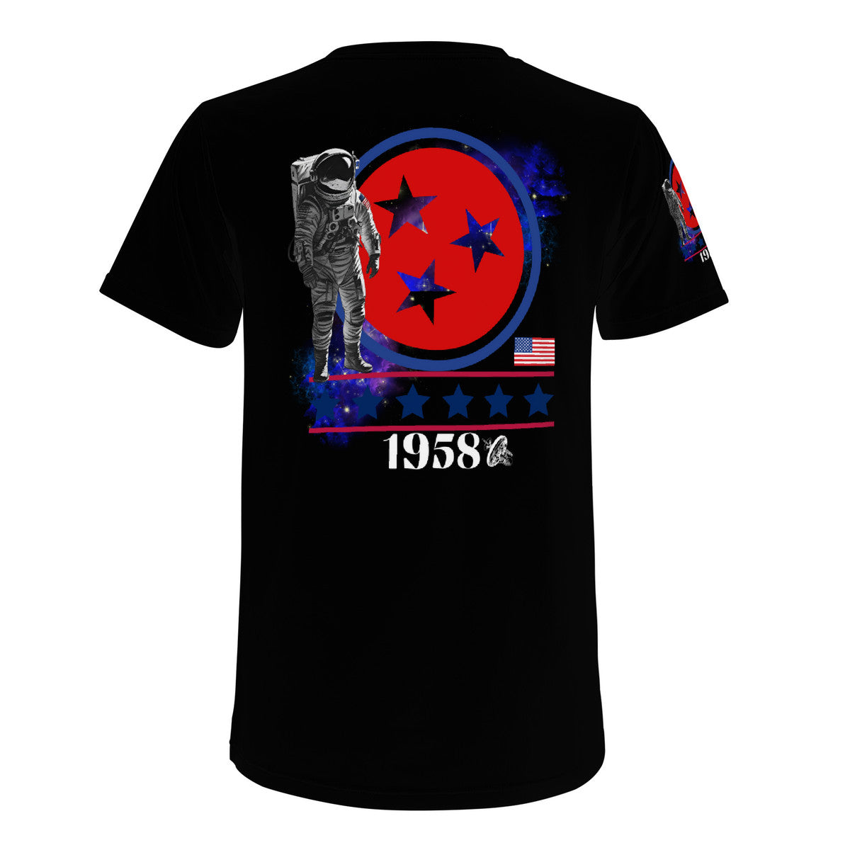 Mens (Black) National Aeronautics T-Shirt-w/sleeve design