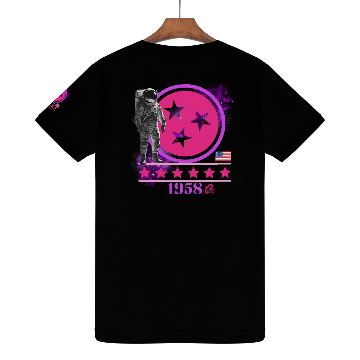 Women's (Black) National Aeronautics Tee -W/Sleeve design