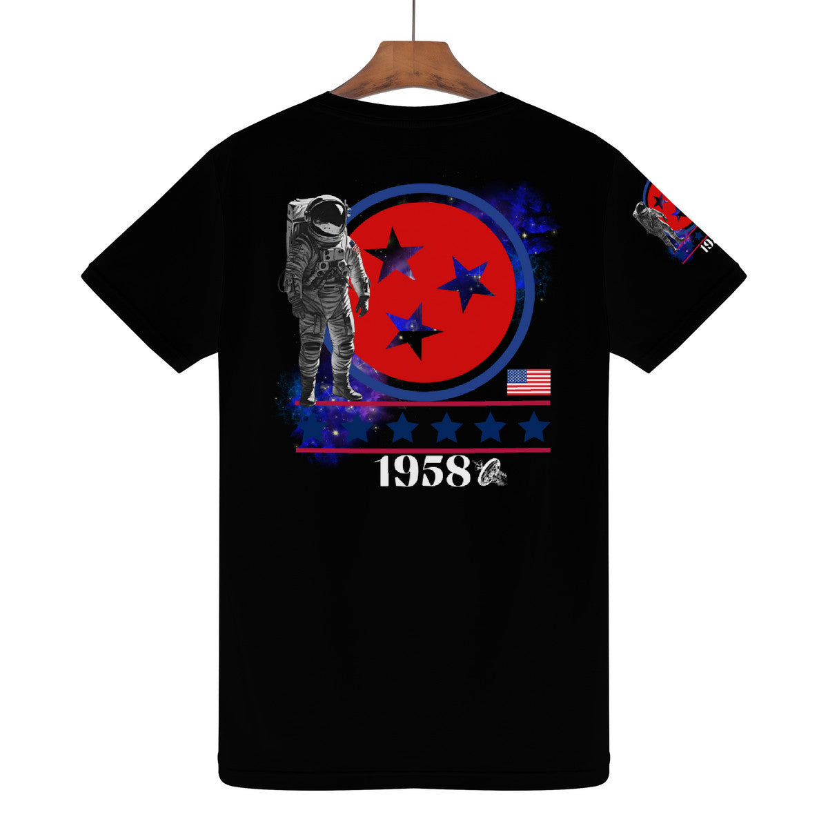 Mens (Black) National Aeronautics T-Shirt-w/sleeve design