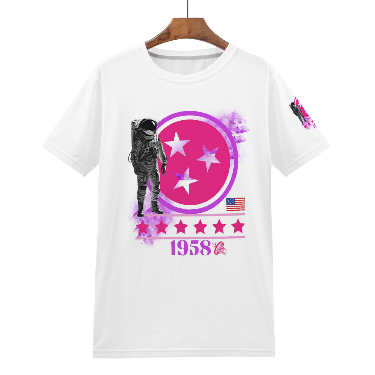 Women's (White) National Aeronautics Tee -W/Sleeve design