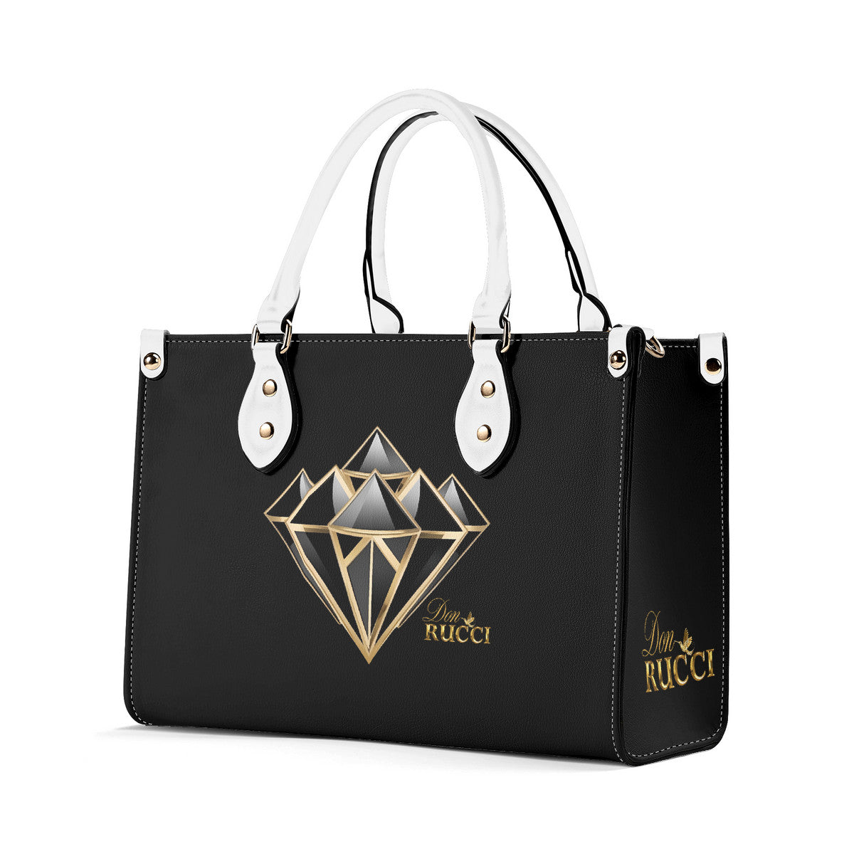 DonRucci Diamond Leather Handbag Black