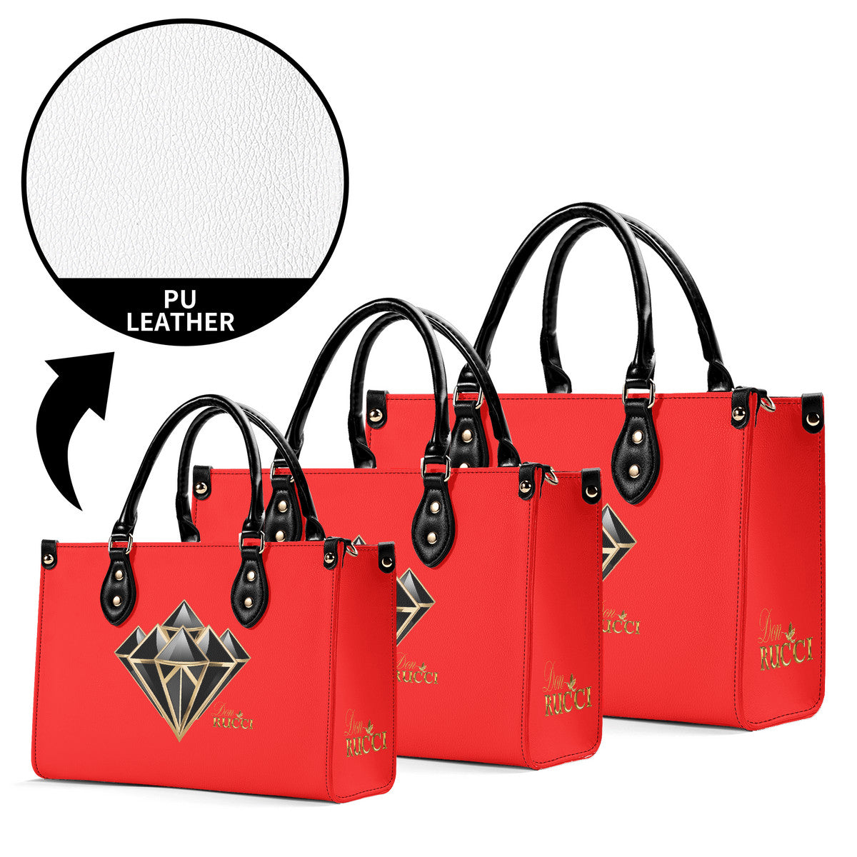 DonRucci Diamond Leather Handbag Red