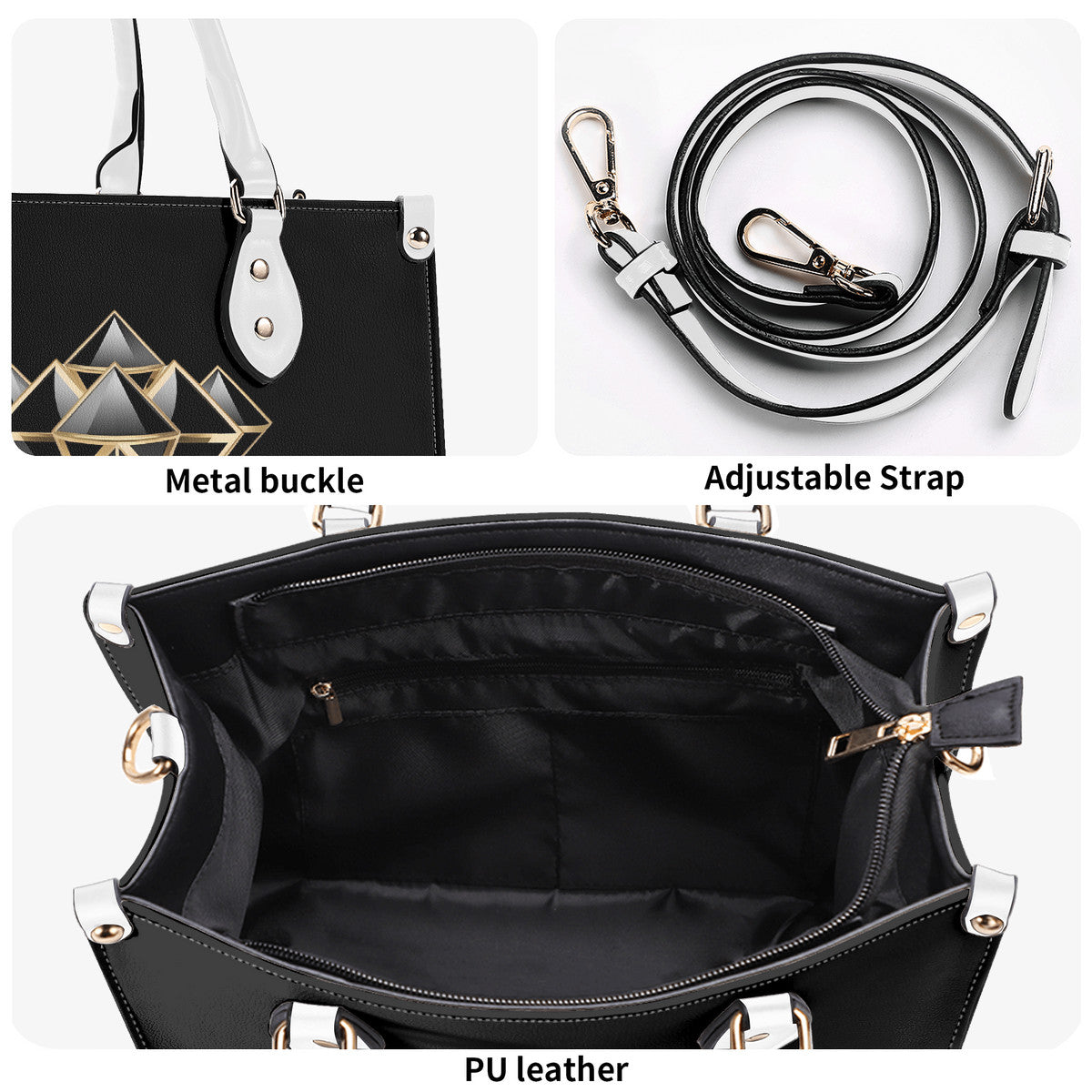 DonRucci Diamond Leather Handbag Black