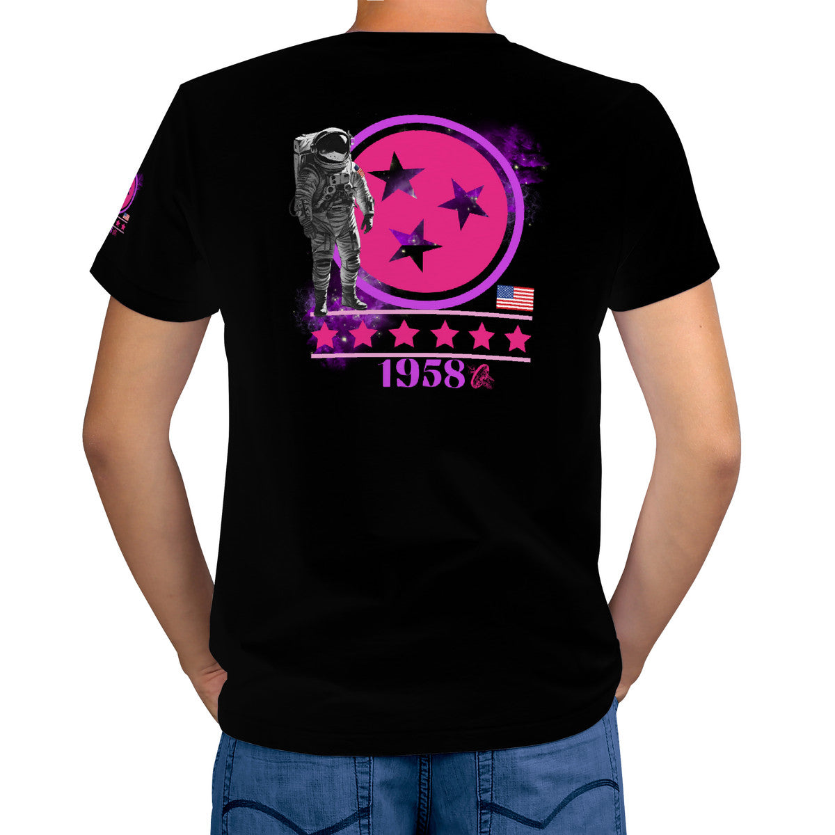 Women's (Black) National Aeronautics Tee -W/Sleeve design
