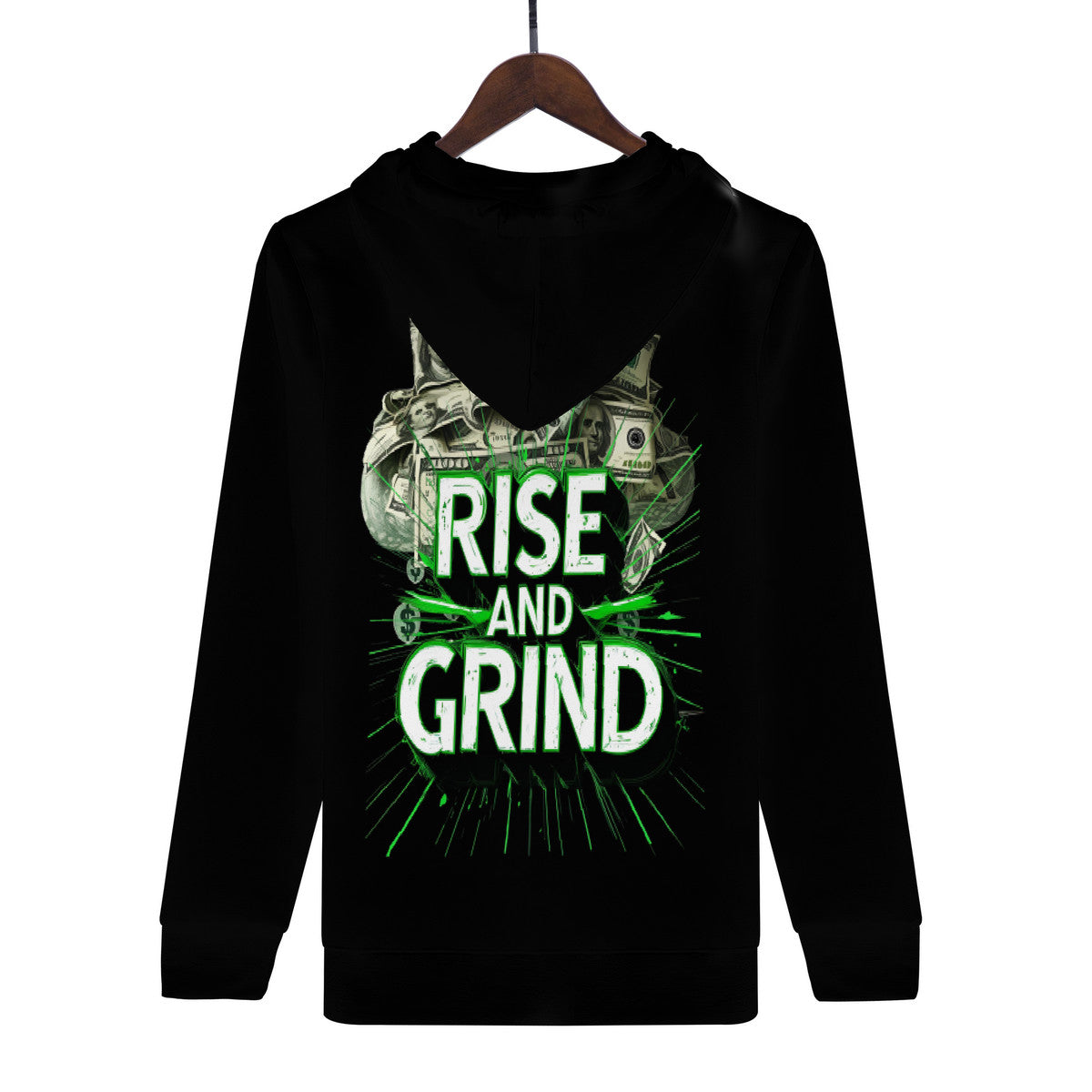 Rise & Grind Money Print Hoodie Black