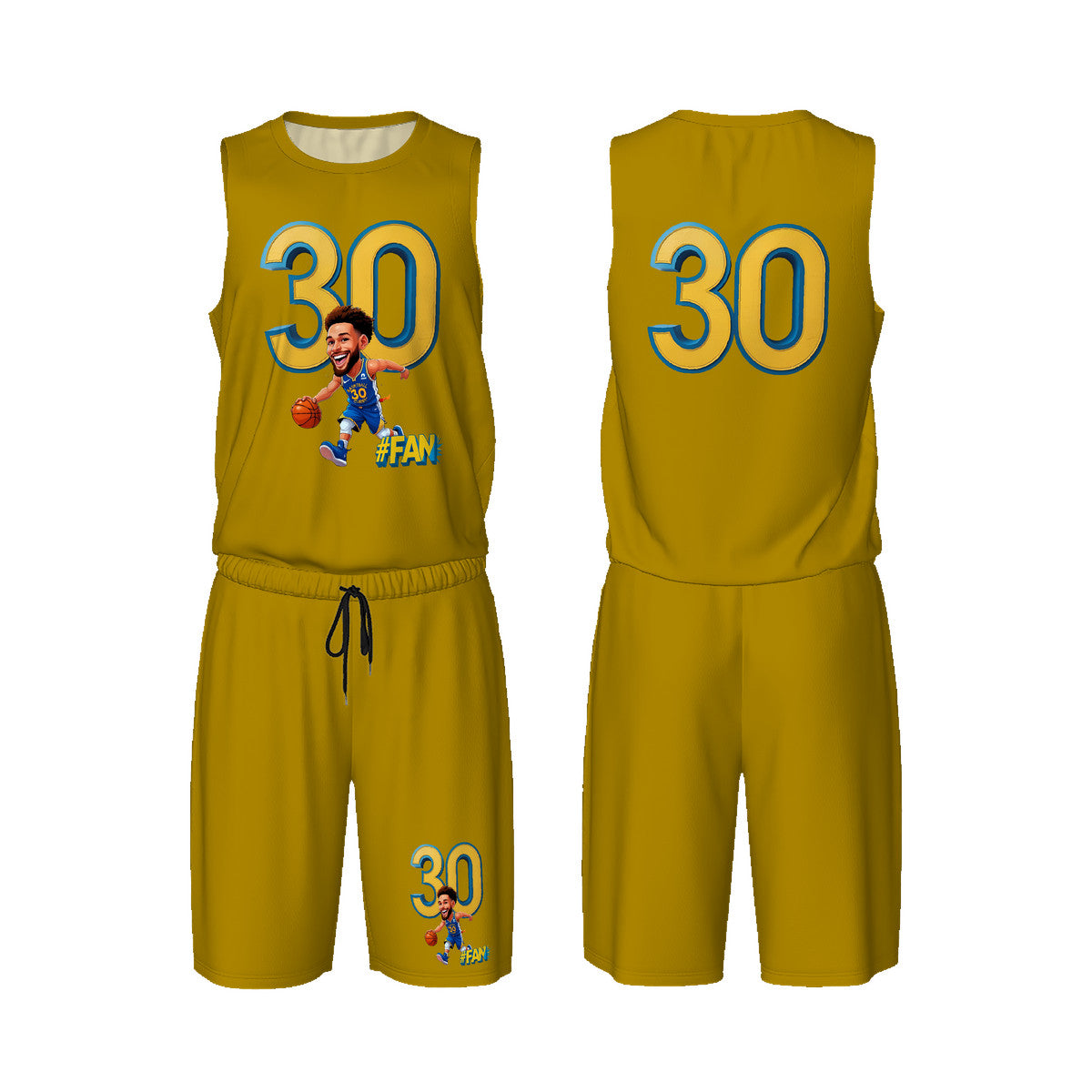 Men’s Basketball "I'm A Fan" Jersey Set -Yellow