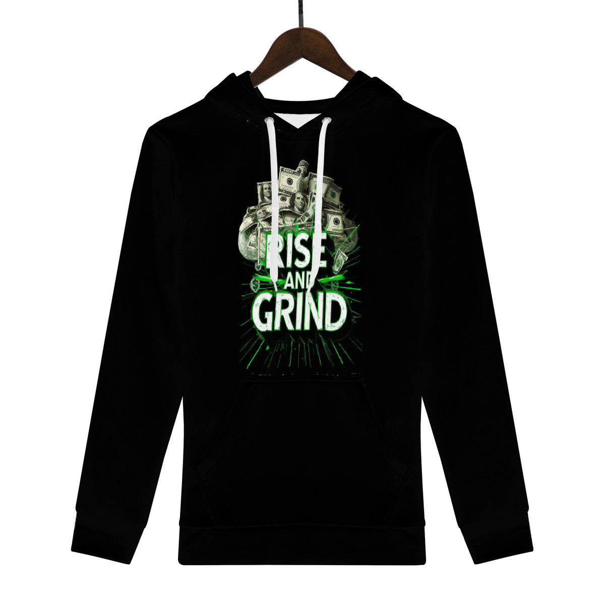 Rise & Grind Money Print Hoodie Black