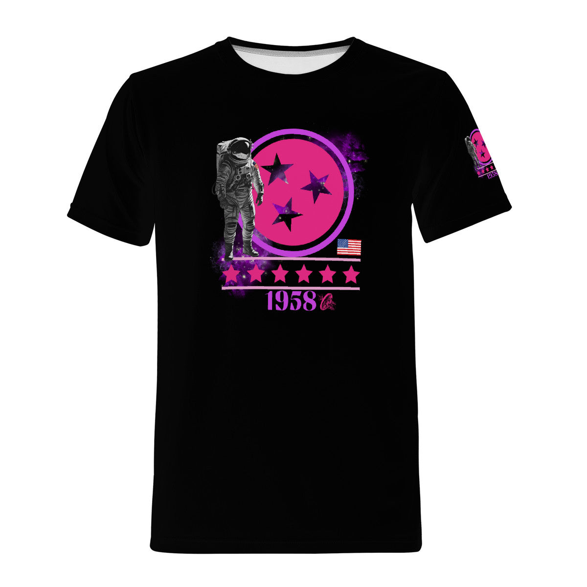 Women's (Black) National Aeronautics Tee -W/Sleeve design