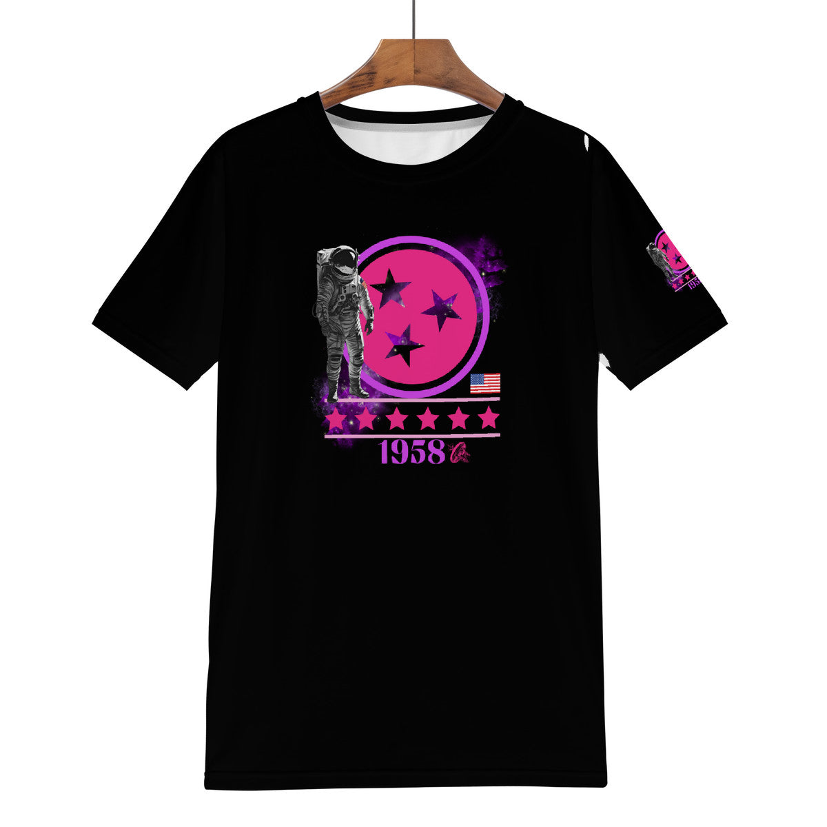 Women's (Black) National Aeronautics Tee -W/Sleeve design