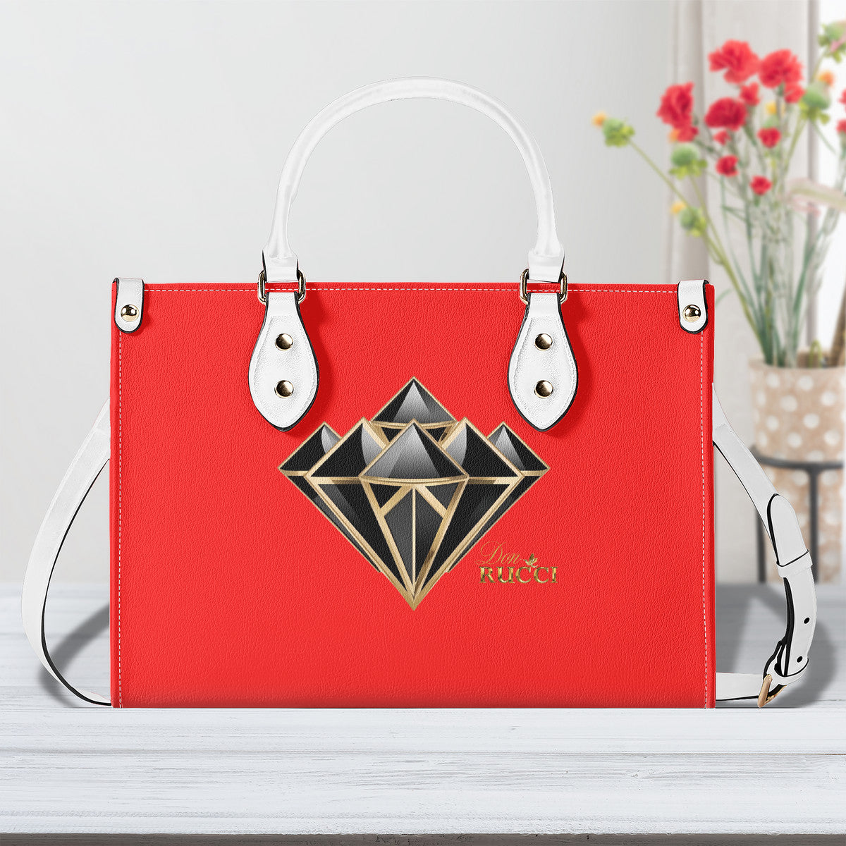 DonRucci Diamond Leather Handbag Red