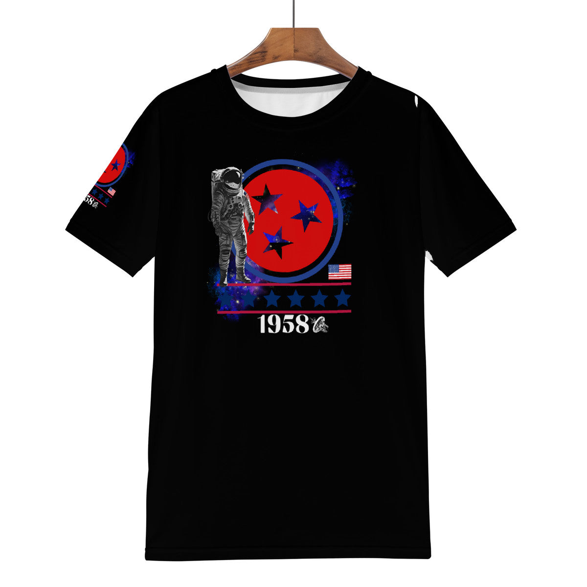 Mens (Black) National Aeronautics T-Shirt-w/sleeve design