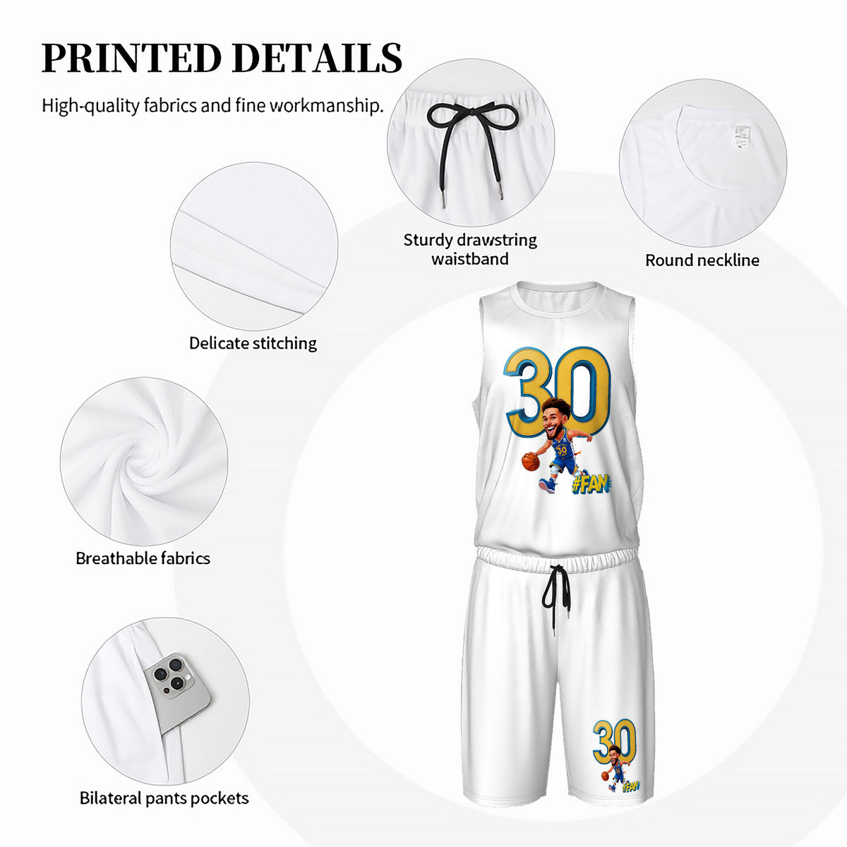 Men’s Basketball "I'm A Fan" Jersey Set- White