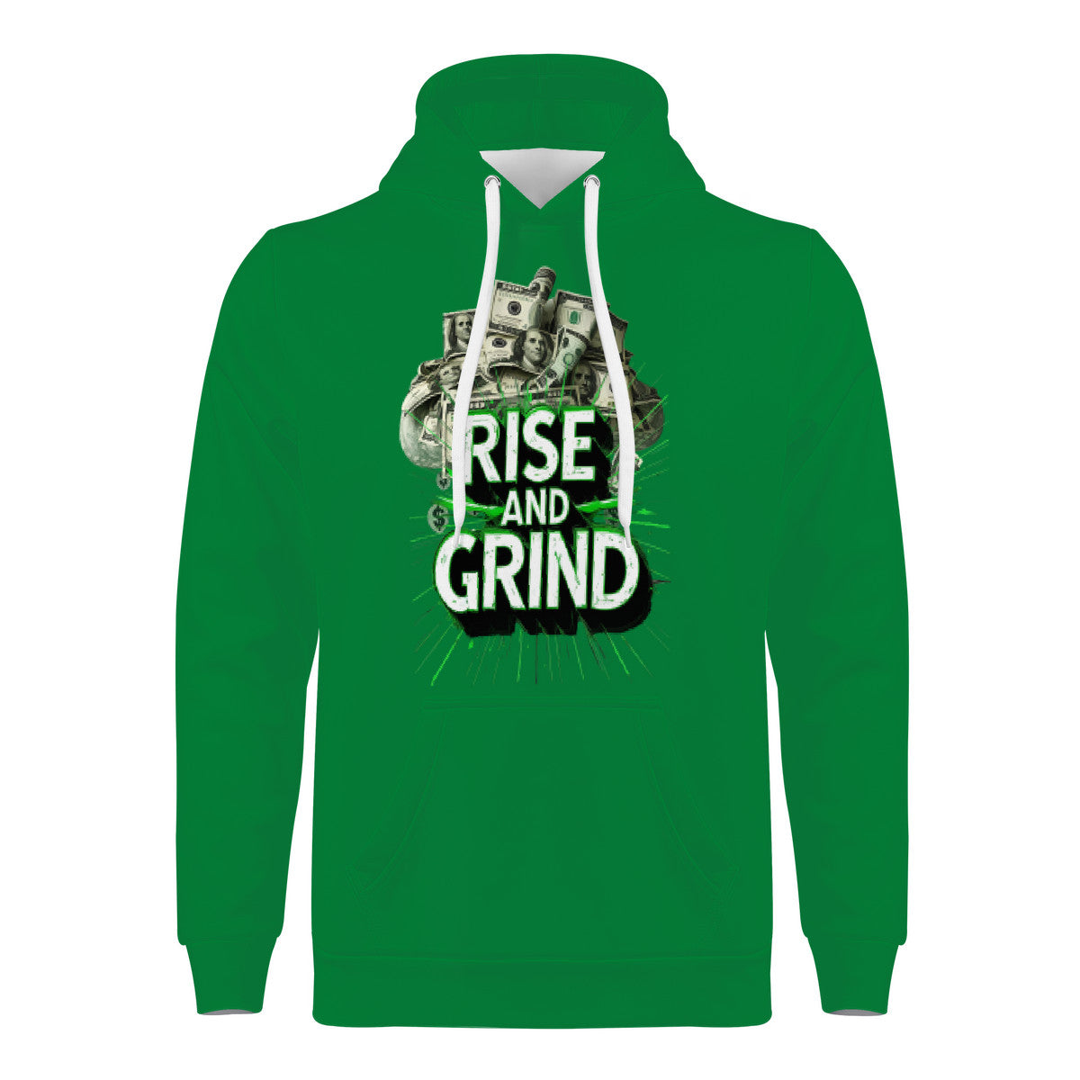 Rise & Grind Money Print Hoodie -Green