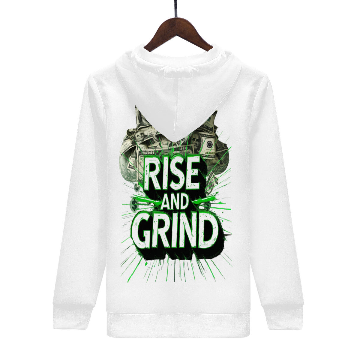Rise & Grind Money Print Hoodie- White