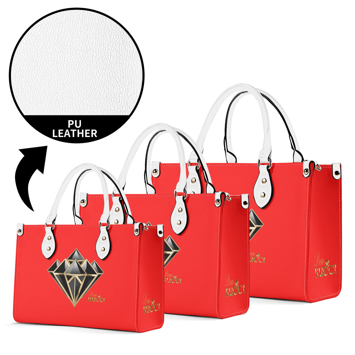 DonRucci Diamond Leather Handbag Red