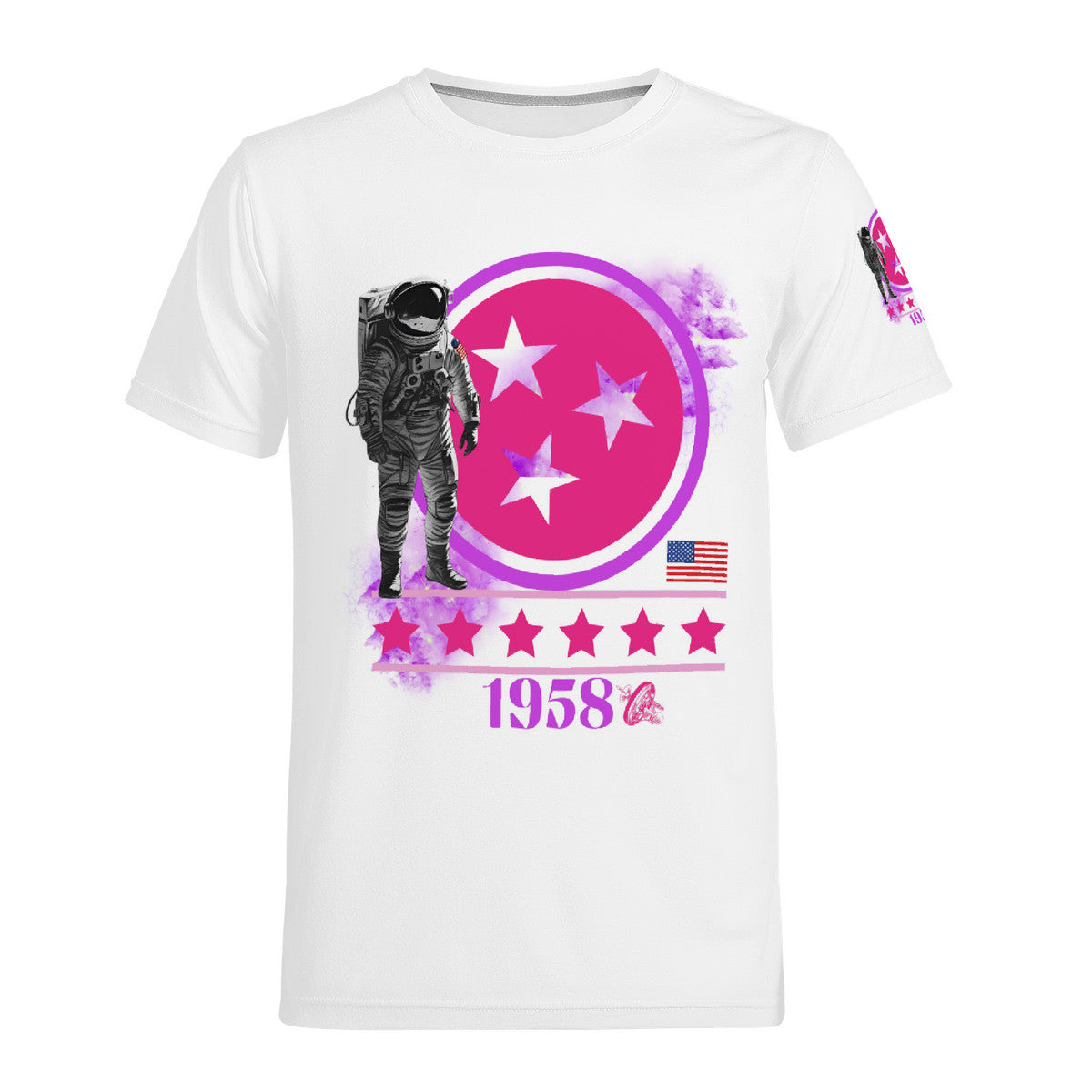 Women's (White) National Aeronautics Tee -W/Sleeve design