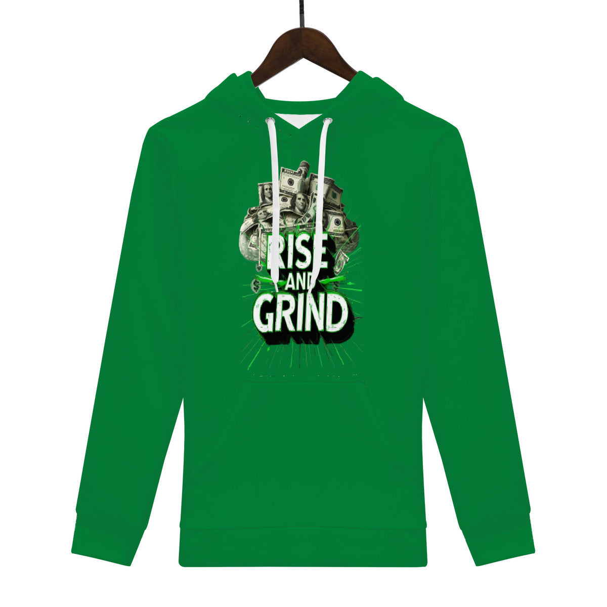 Rise & Grind Money Print Hoodie -Green