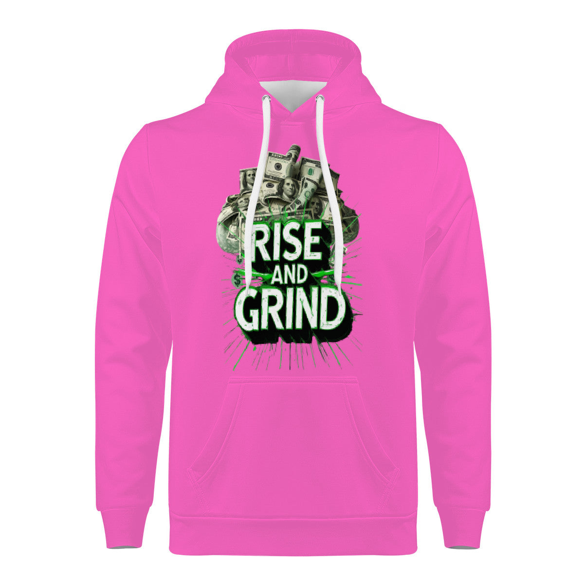 Rise & Grind Money Print Hoodie-Pink