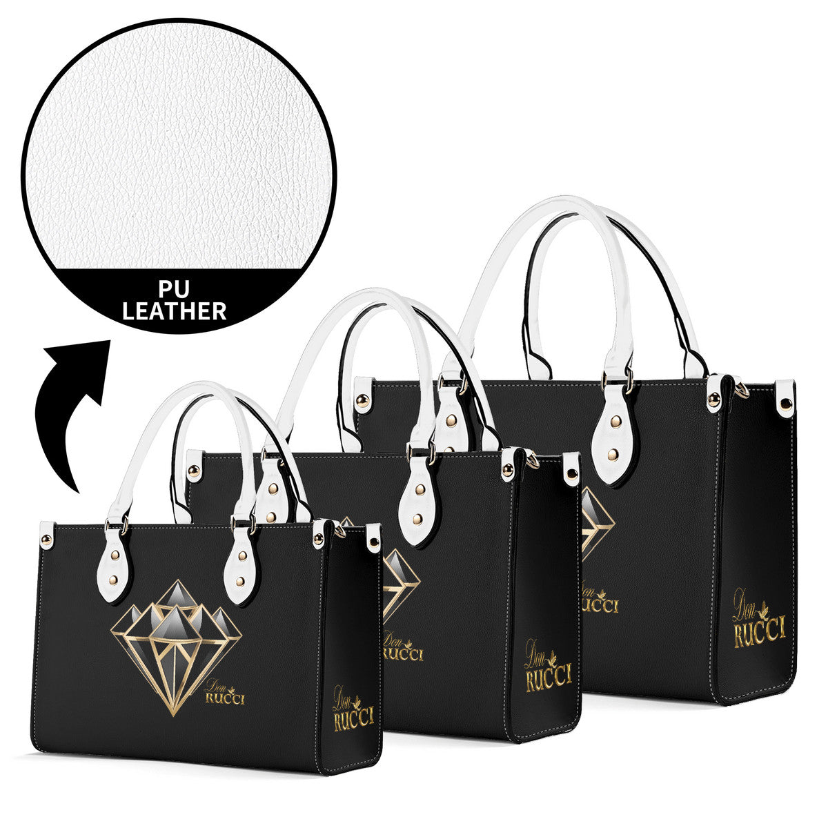 DonRucci Diamond Leather Handbag Black