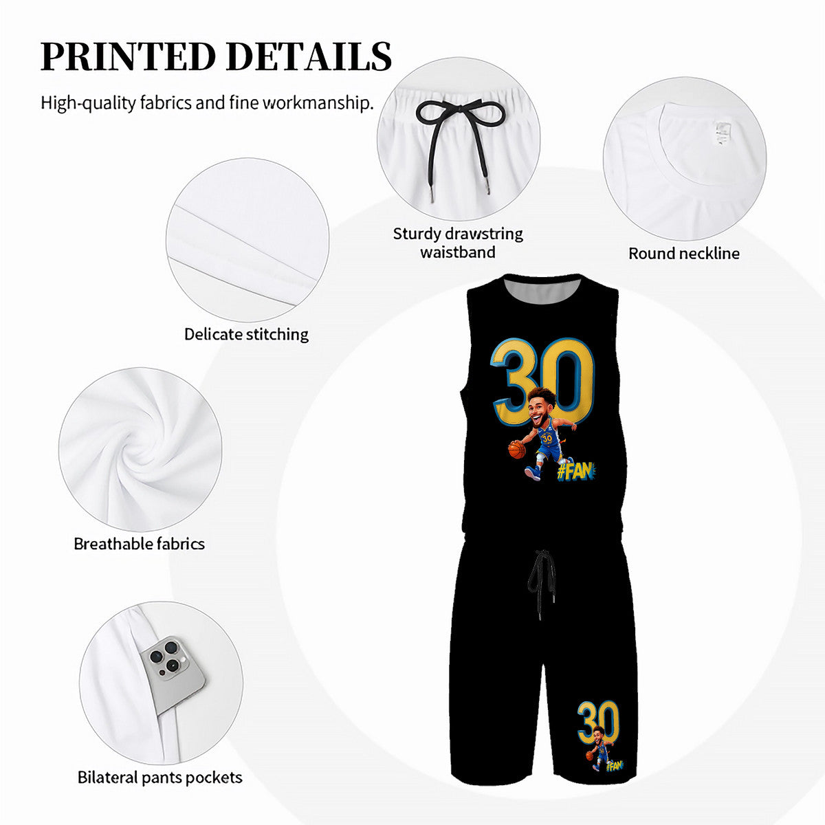 Men’s Basketball "I'm A Fan" Jersey Set- Black