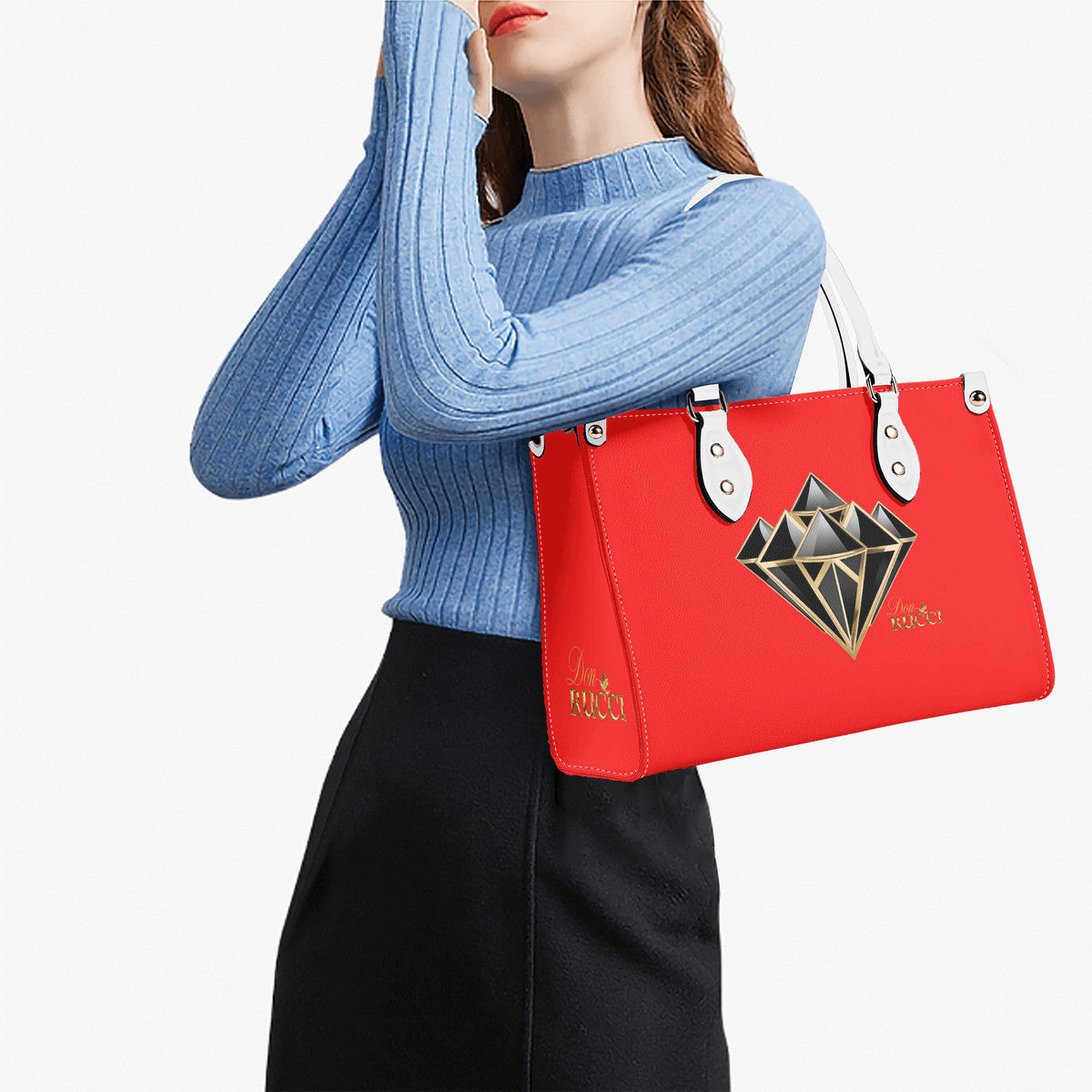 DonRucci Diamond Leather Handbag Red