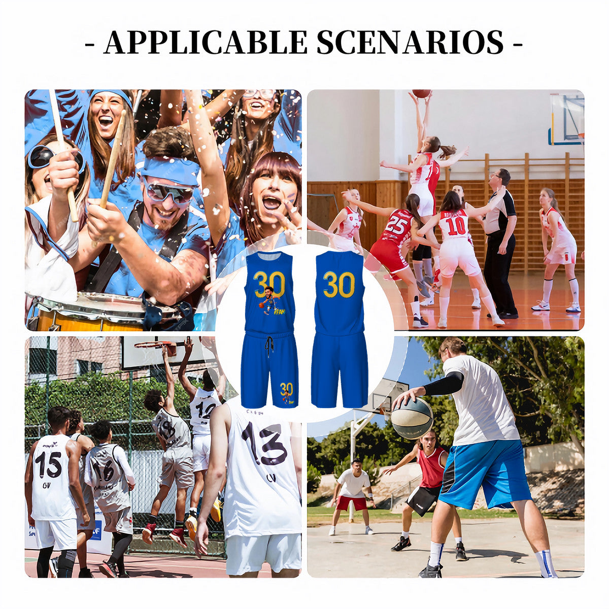 Men’s Basketball "I'm A Fan" Jersey Set -Blue