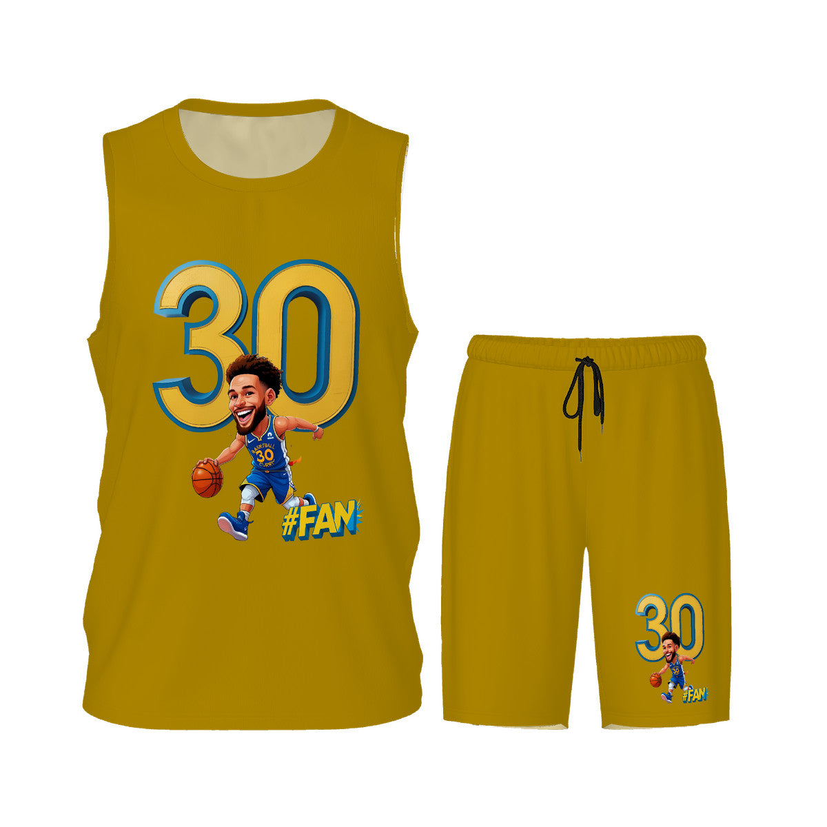 Men’s Basketball "I'm A Fan" Jersey Set -Yellow
