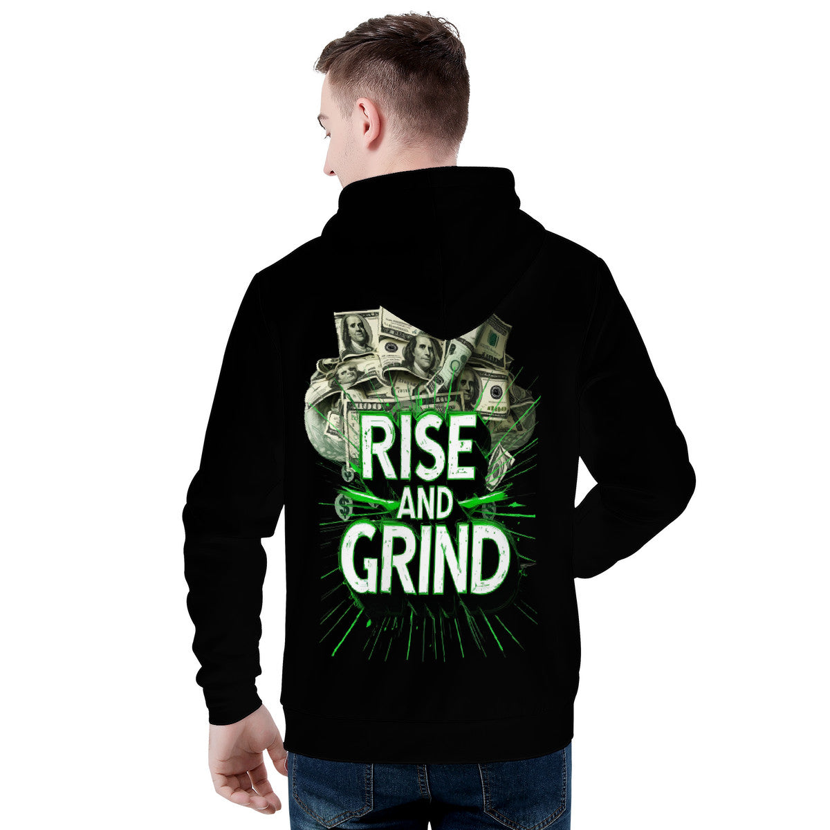 Rise & Grind Money Print Hoodie Black