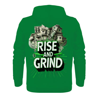 Rise & Grind Money Print Hoodie -Green