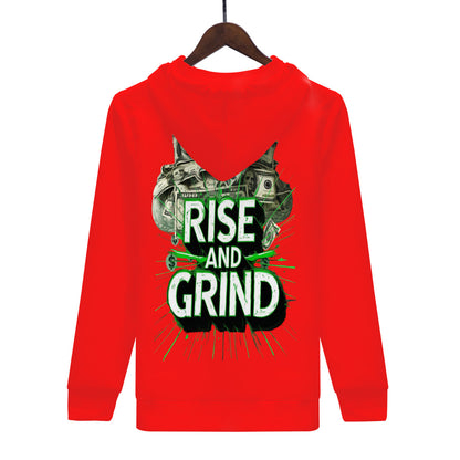 Rise & Grind Money  Print Hoodie -Red