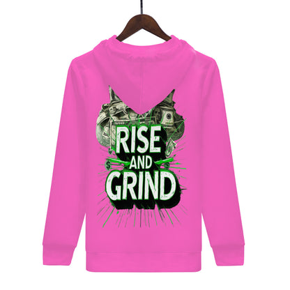 Rise & Grind Money  Print Hoodie-Pink