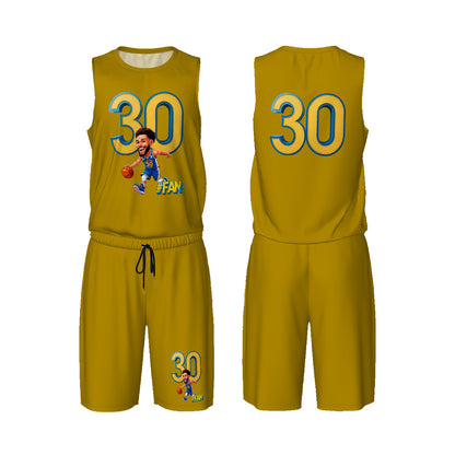 Men’s Basketball "I'm A Fan" Jersey Set -Yellow