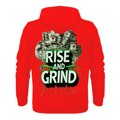 Rise & Grind Money  Print Hoodie -Red