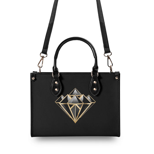DonRucci Diamond Leather Handbag Black
