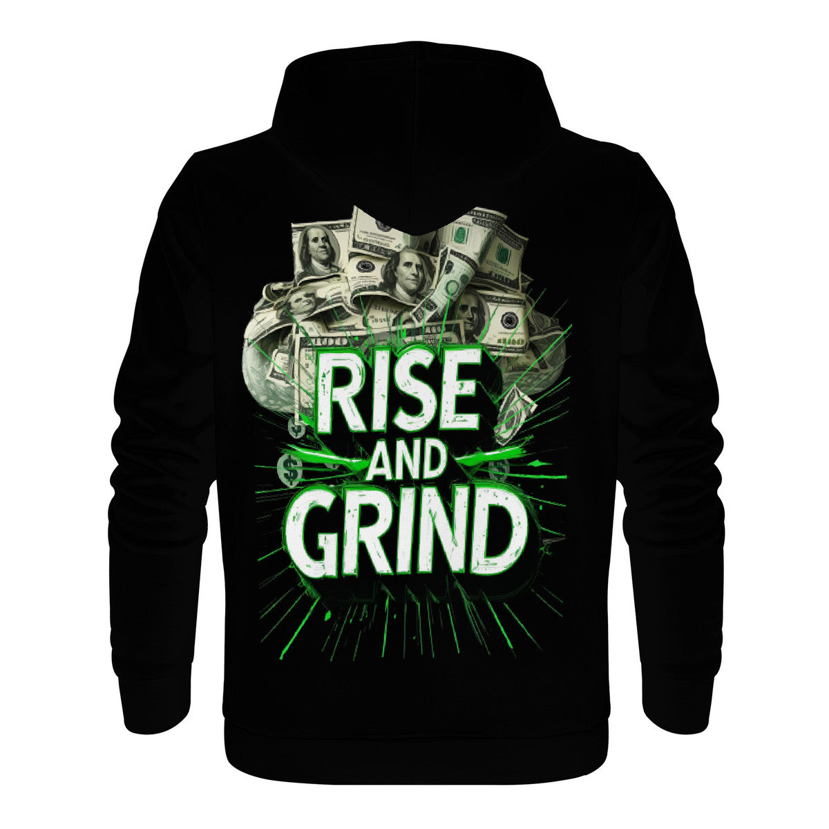 Rise & Grind Money Print Hoodie Black
