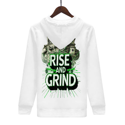 Rise & Grind Money Print Hoodie- White